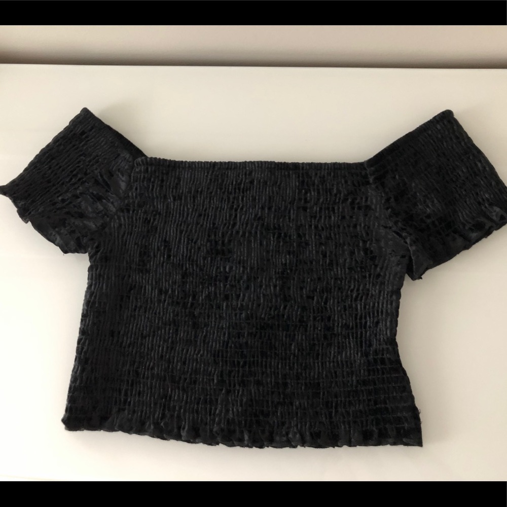 Velvet Off the Shoulder Black Top